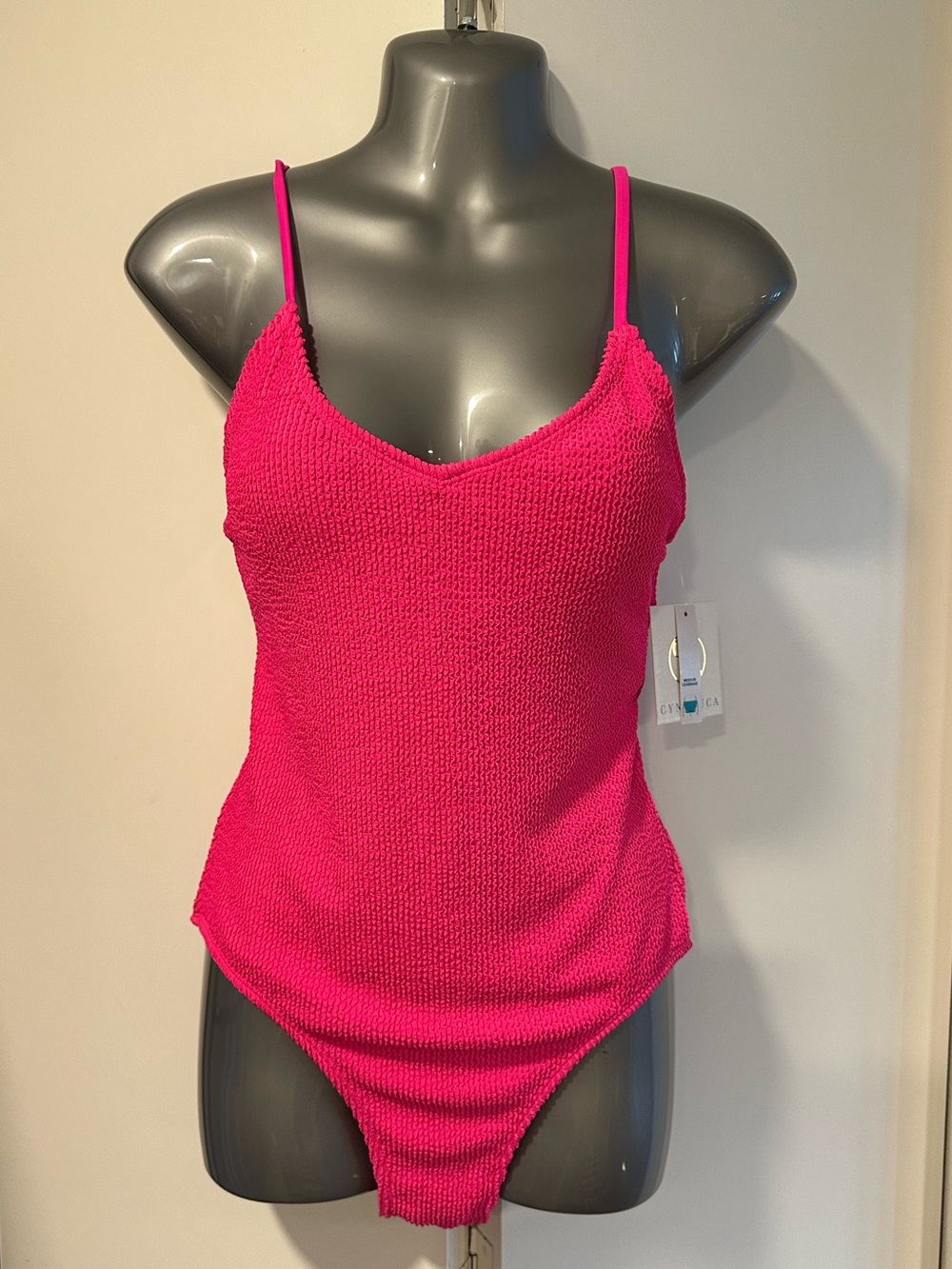 Cyn & Luca NWT Tamia Pucker Hot Pink Textured One-Piece Swimsuit